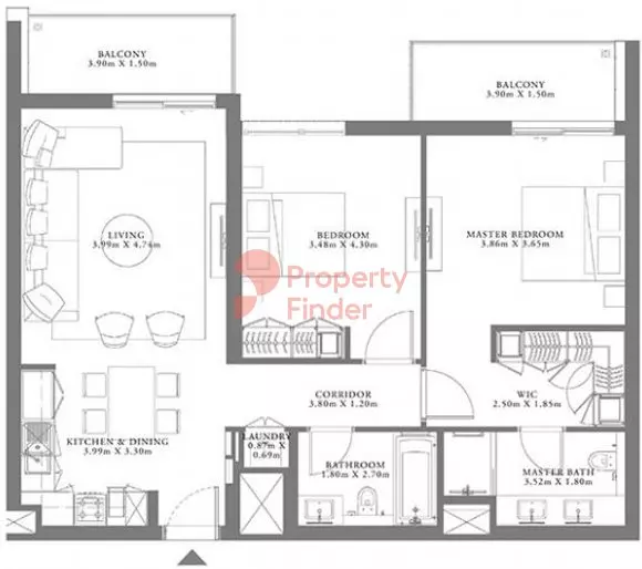 Seagate Type 1 Building 3 Unit 8 Level 2-6, 2 beds