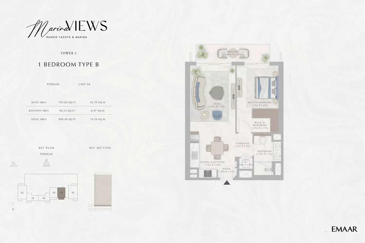 Marina Views Type 9-Tower 3, 1 bed