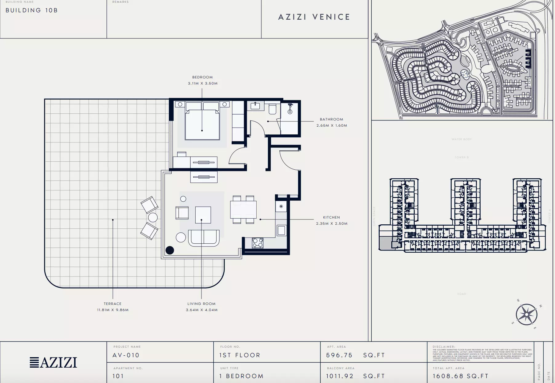 Azizi Venice 10 Type 101-Building B, 1 bed