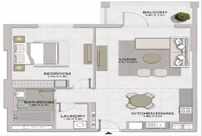 La Sirene Phase1 By Meraas — 1BR floor plan