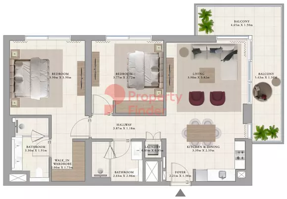 Club Drive — 2BR floor plan