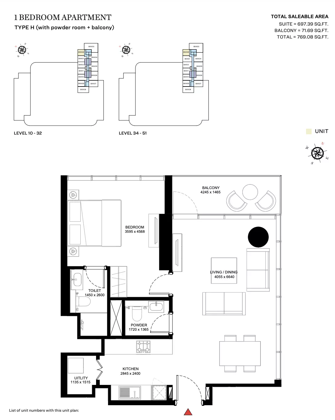 Sobha Creek Vistas Heights Type H (With Powder Room + Balcony), 1 bed