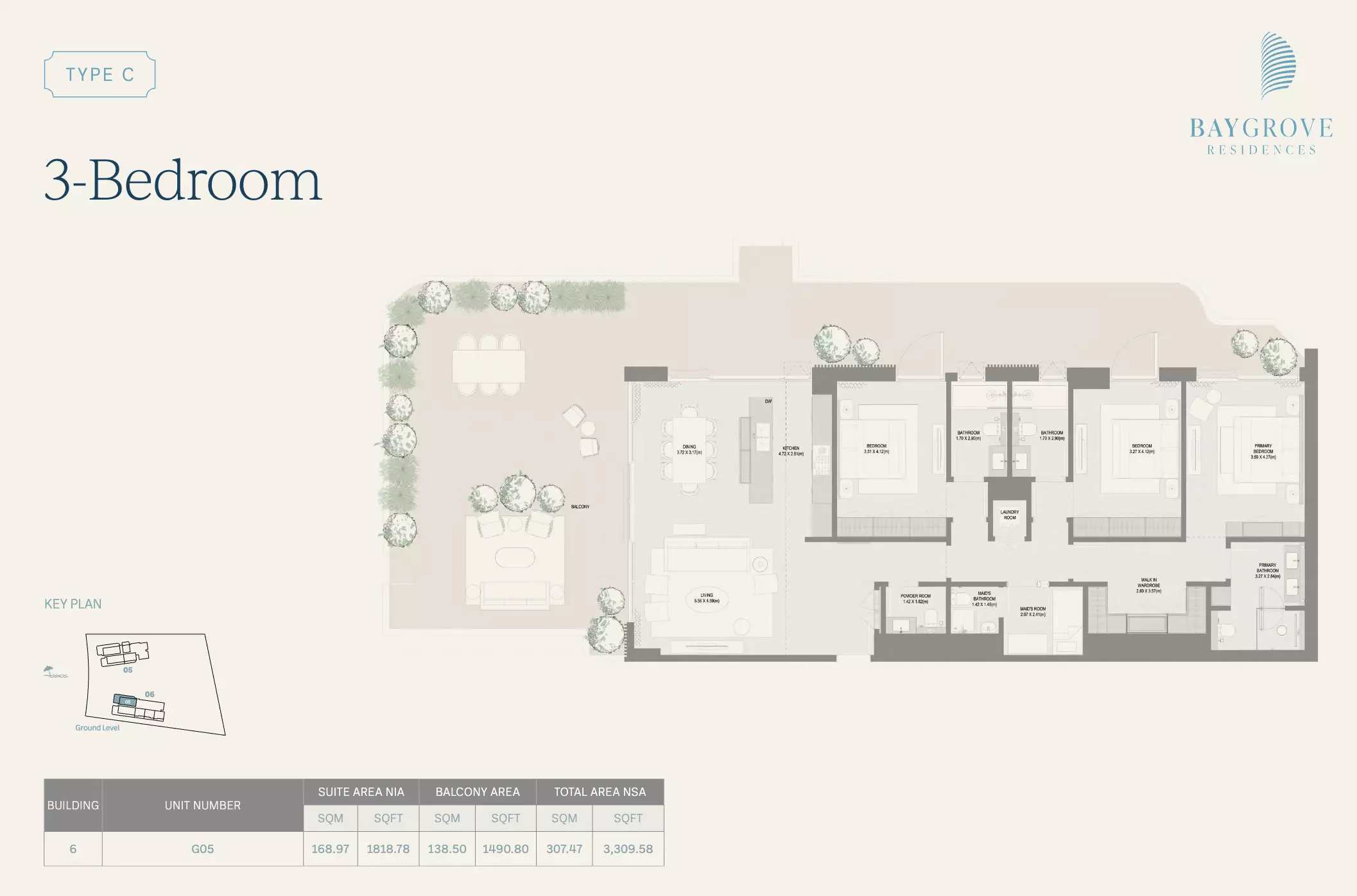 Bay Grove Residences Phase 3 Type C | 3-Bedroom, 3 beds