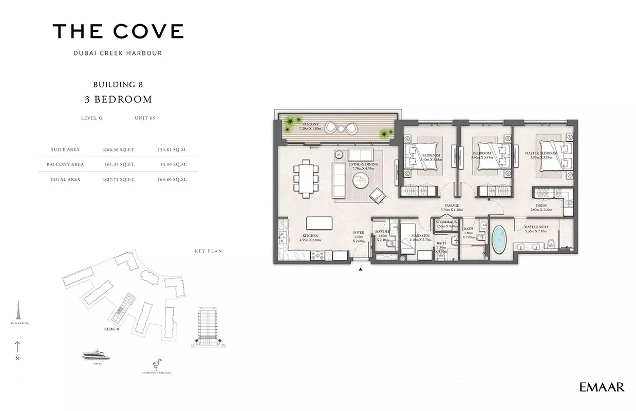 The Cove Phase 2 By Emaar Building 8 - Level G, Unit 05, 3 beds