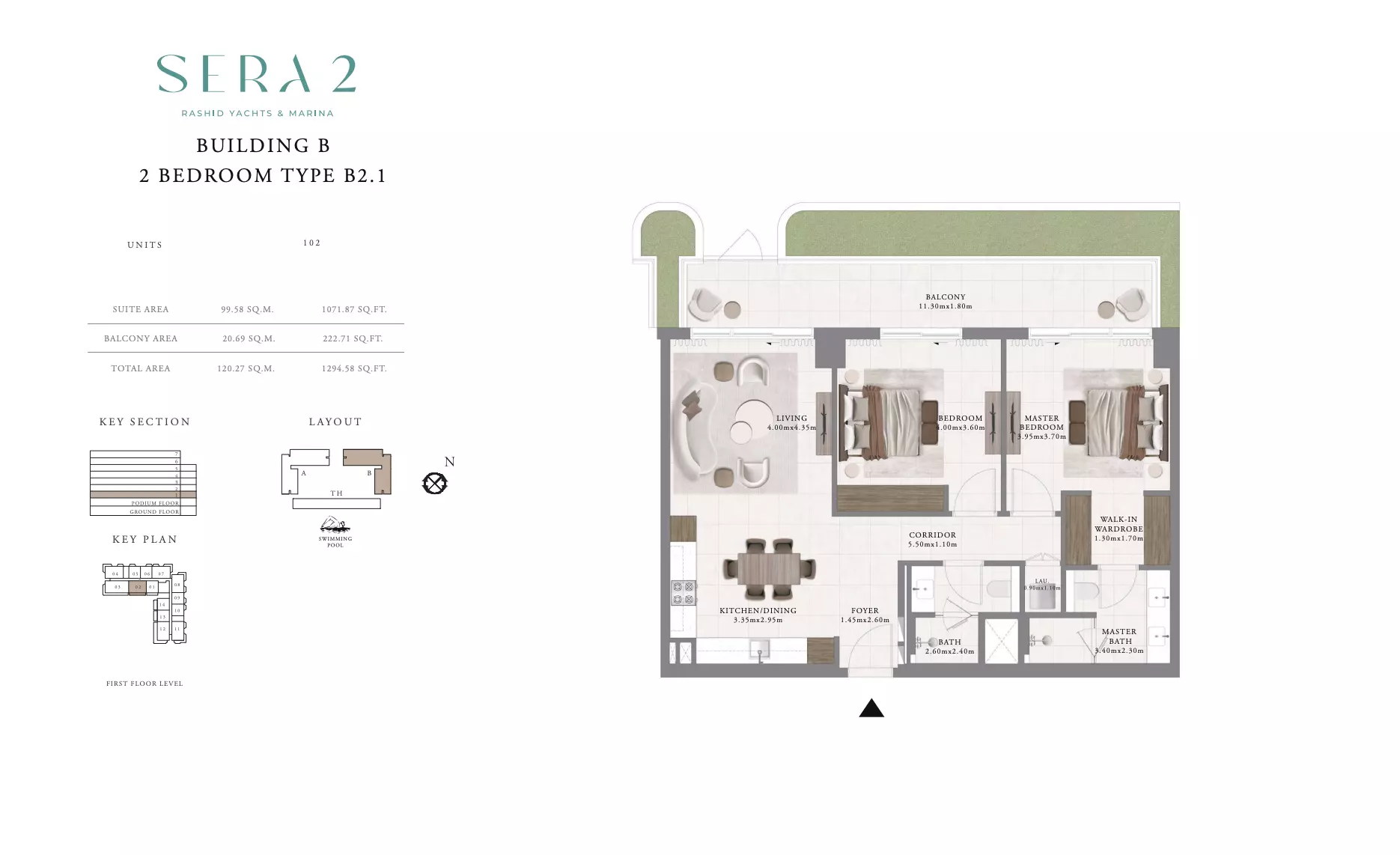 Sera Phase 2 By Emaar Type B2.1-Building B, 2 beds
