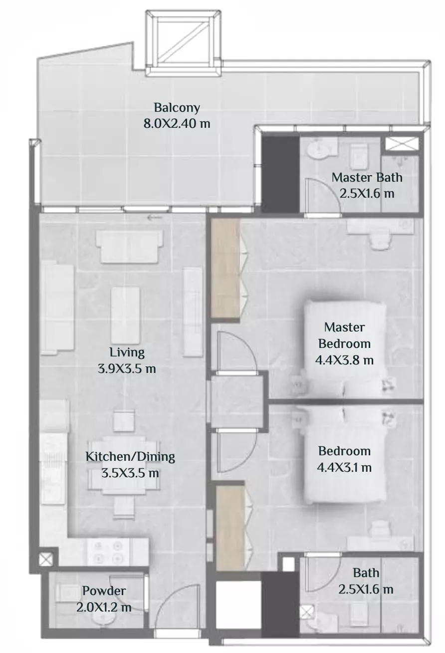 Skyhills Residences By HRE Development Tower 2 - Type D, 2 beds