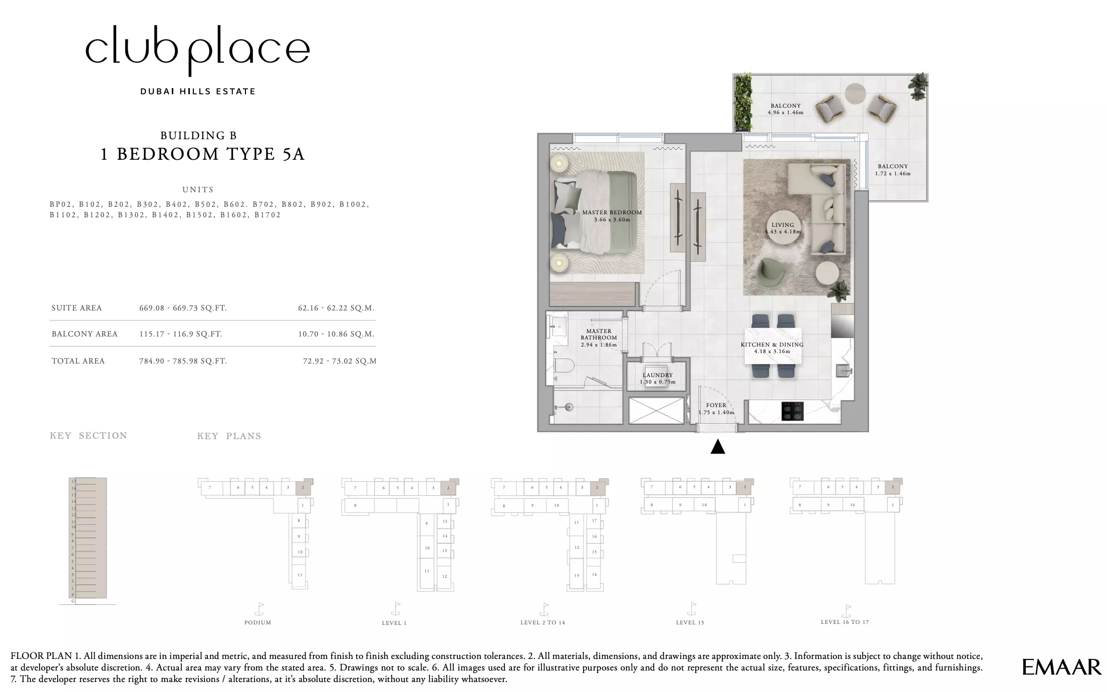 Club Place — 1BR floor plan