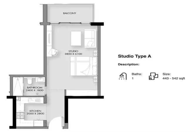 Cavara Circle — Studio floor plan