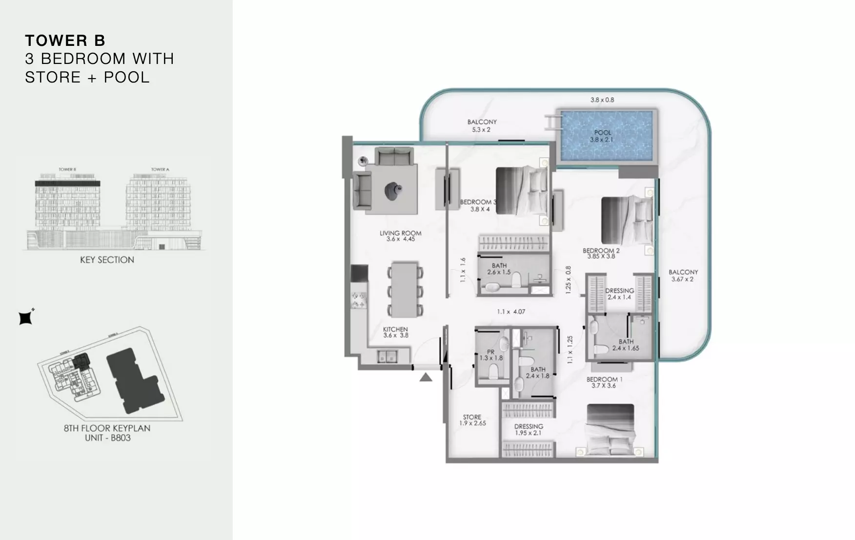 Ocean Bay by Samana Type B702, 3 beds