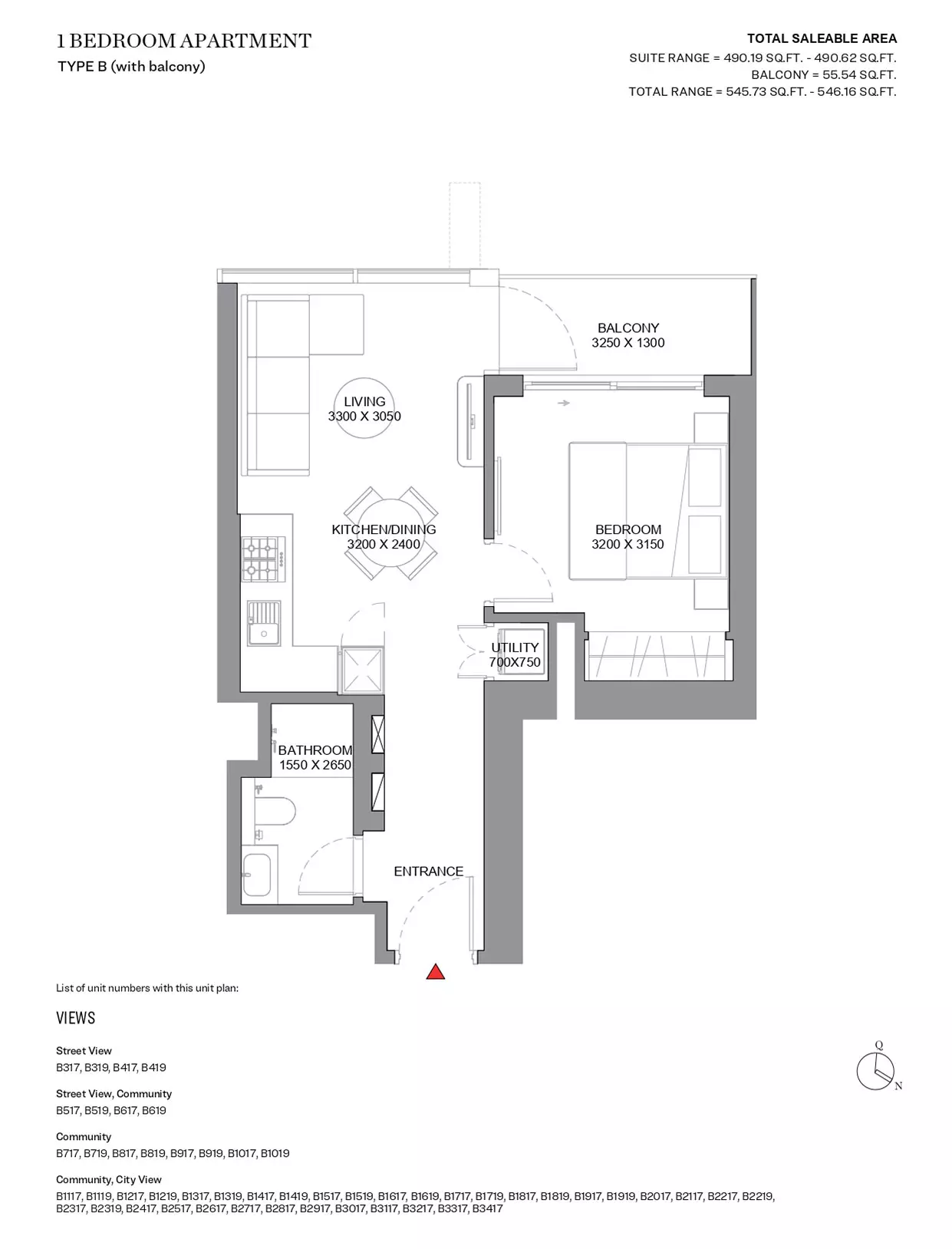 Sobha Orbis Type B-Tower B, 1 bed