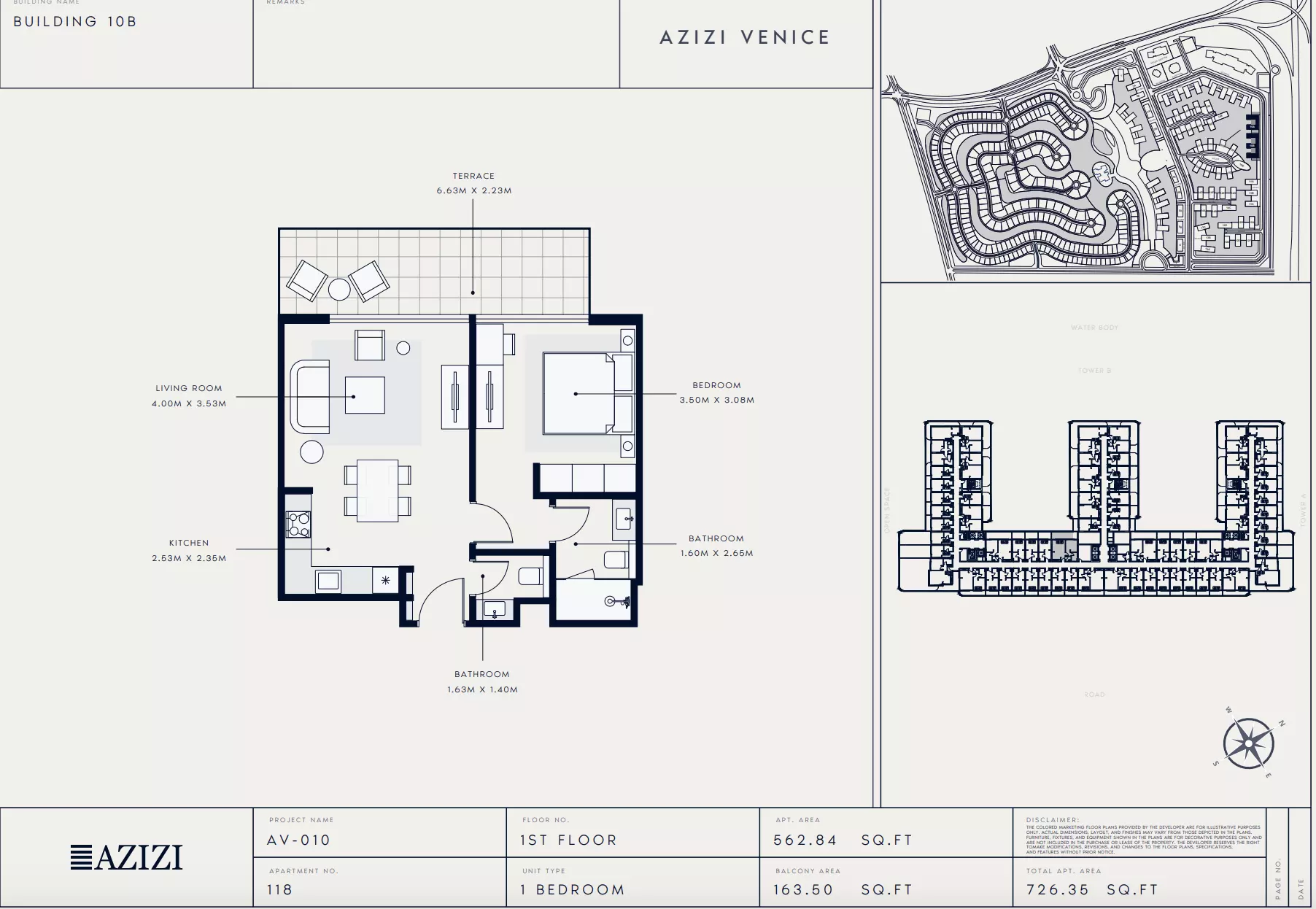 Azizi Venice 10 Type 118-Building B, 1 bed