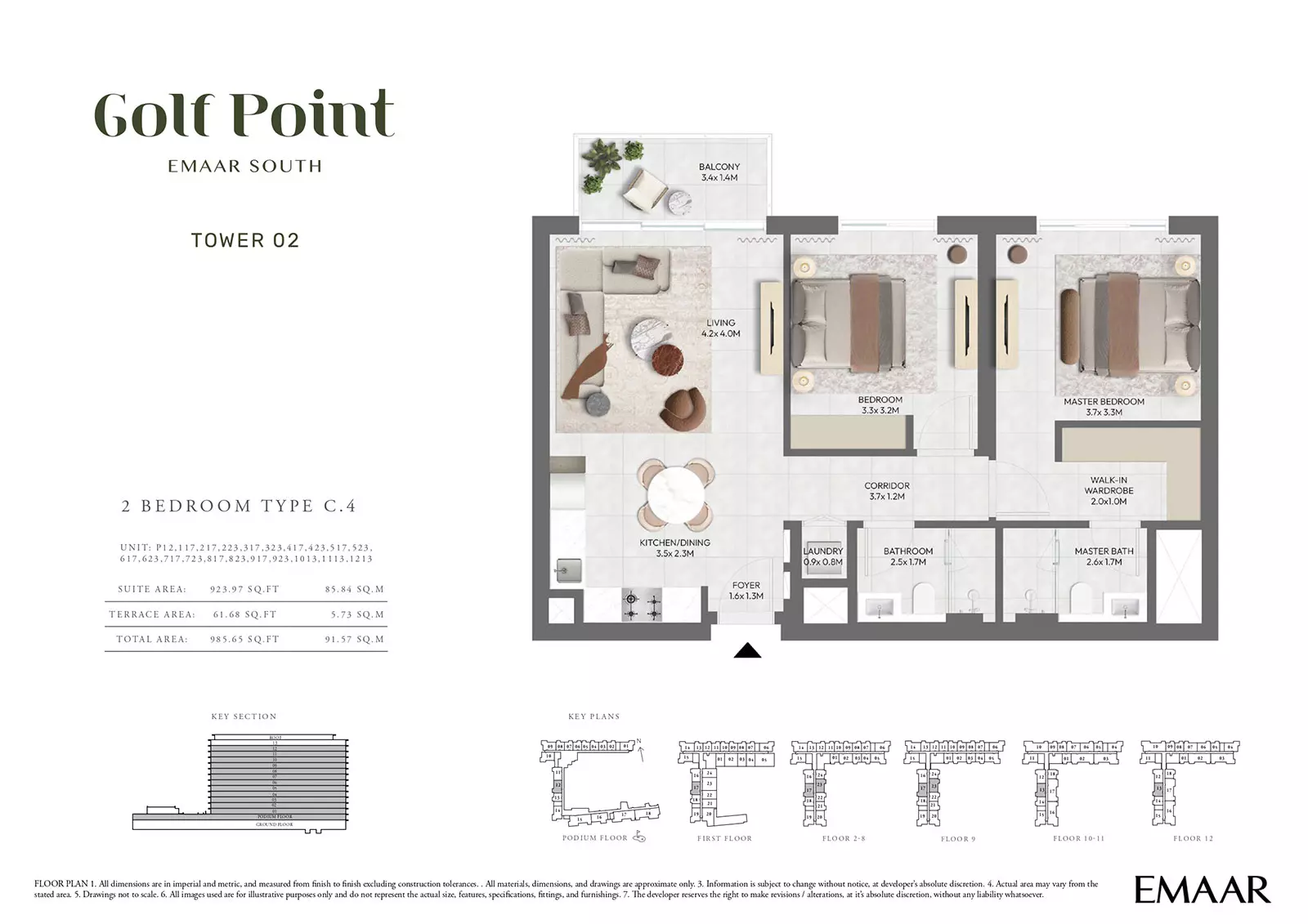 Golf Point Tower 2 - Type C-4, 2 beds