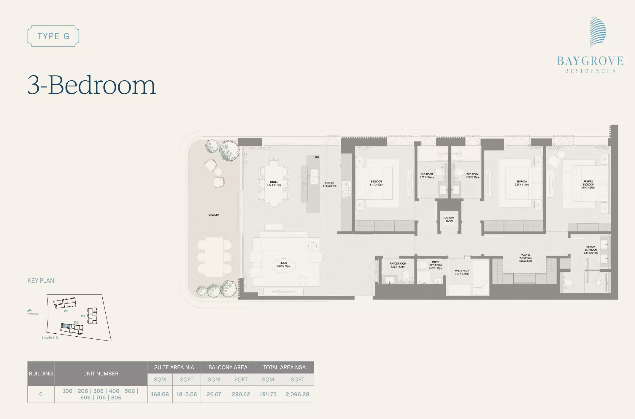 Bay Grove Residences Phase 3 Type G | 3-Bedroom, 3 beds
