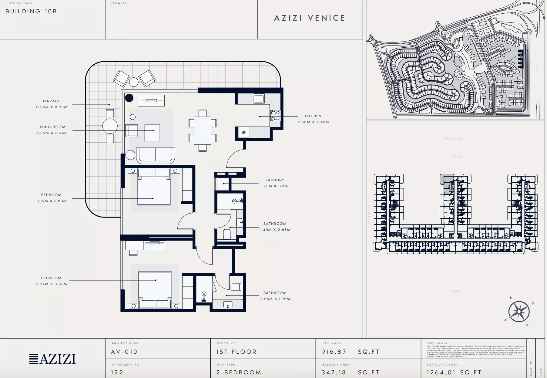 Azizi Venice 10 Type 122-Building B, 2 beds