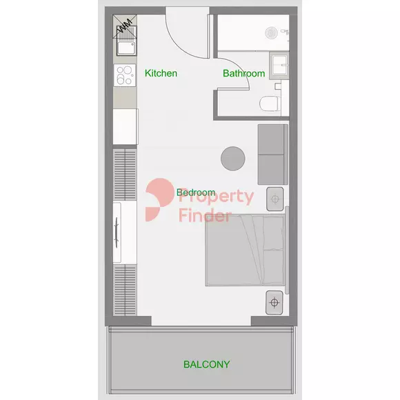 The Central Downtown — Studio floor plan