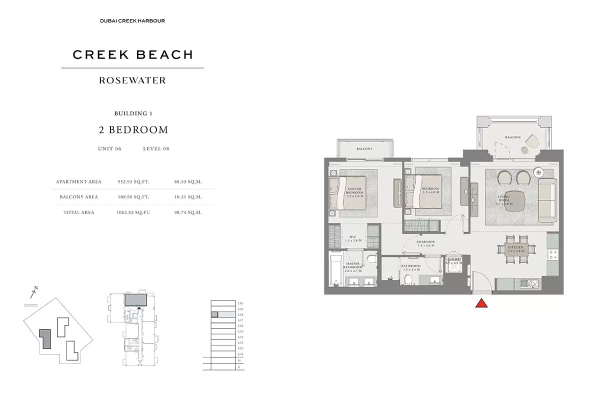 Creek Beach Rosewater B2-Type L, 2 beds