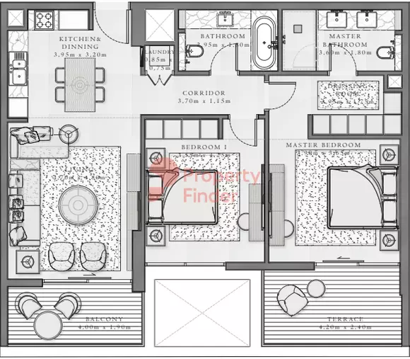 Sirdhana B3-Type 1 Level 7-8, 1 bed
