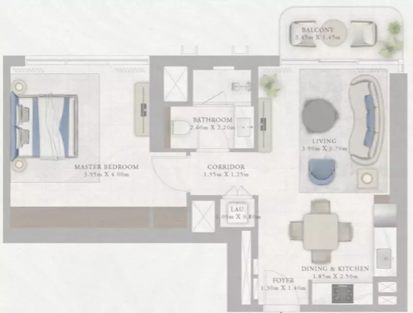 Marina Views Type 2-Tower2, 1 bed