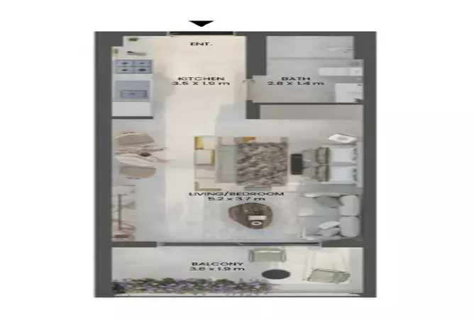 Weybridge Gardens 3 — Studio floor plan