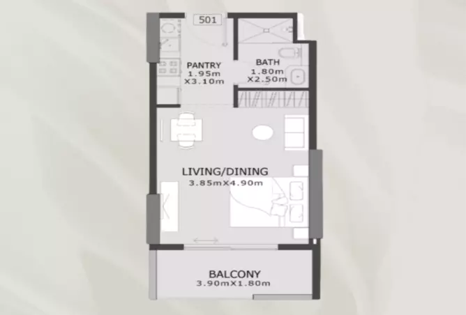 Elevia Residences Iii — Studio floor plan