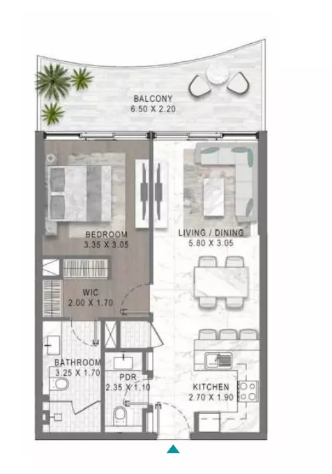 Lagoons Views Phase 2 By Damac Tower 11C, 11D, 12C & 12D Type 12, 1 bed