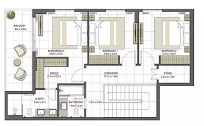Crystal Residences Tower 2 - Type 4D-C1, 4 beds