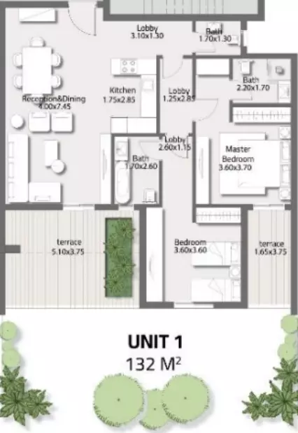 صورة مخطط ارضية الوحدة