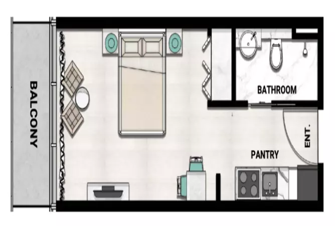 Dusit Rijas Residence — Studio floor plan