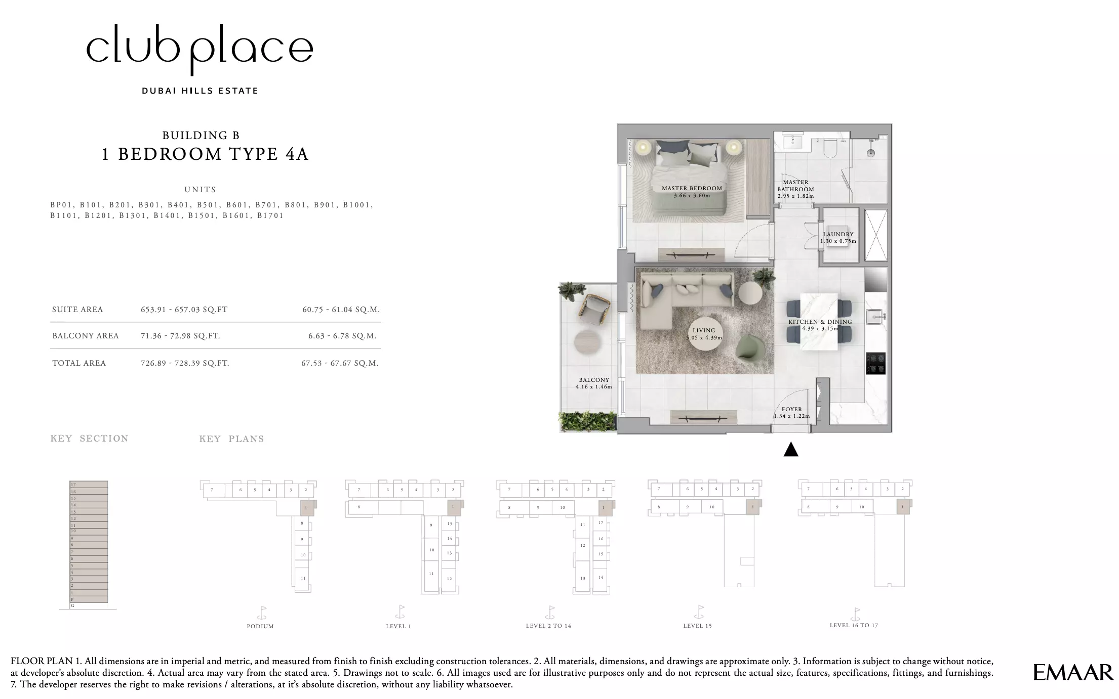Club Place Building B - Type 4A, 1 bed