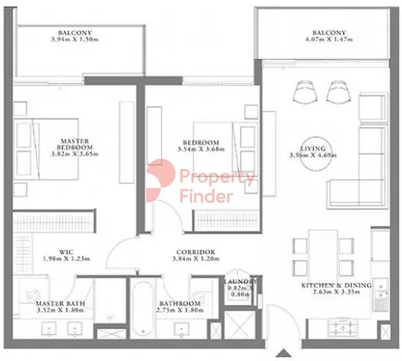 Seagate Type 1C Building 3 Unit 10 Level 7-8, 2 beds