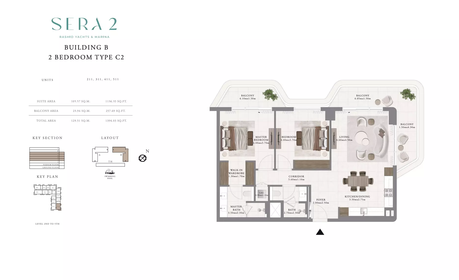 Sera Phase 2 By Emaar Type C2-Building B, 2 beds