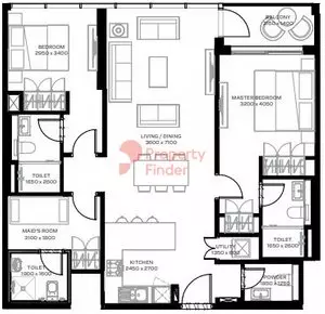 The Crest By Sobha Type A, 2 beds