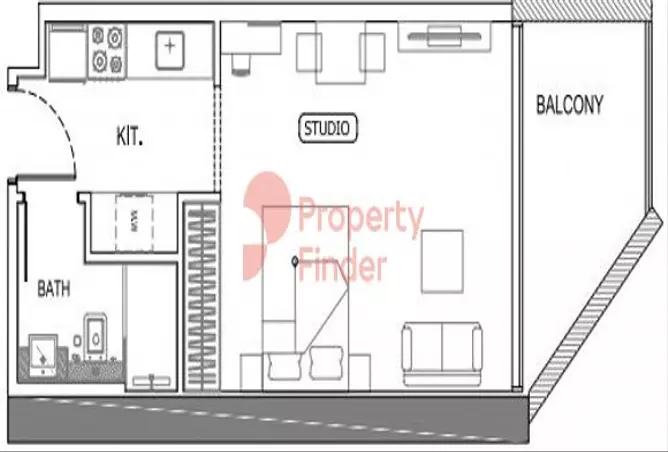 Binghatti Amber — Studio floor plan