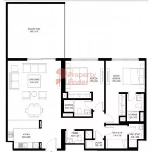 Crest Grande Tower C _ Type G (with maid room + 2 balconies) Variant 1, 2 beds