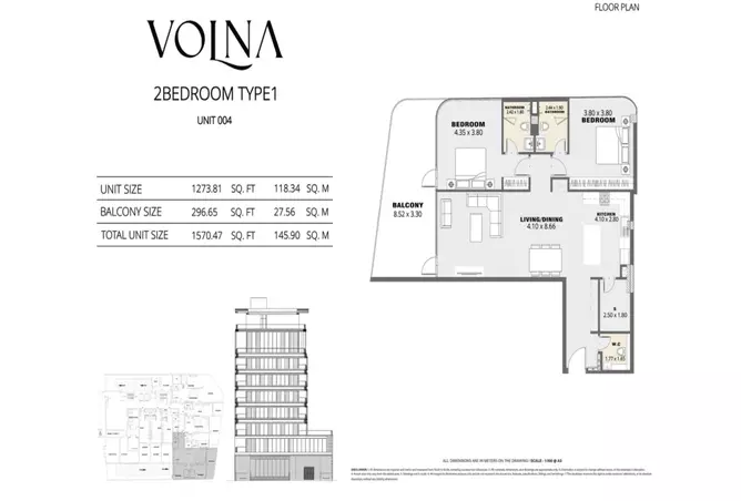 Volna By Kasco — 2BR floor plan