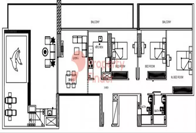 Binghatti Amber — 3BR floor plan