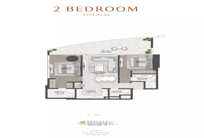 The Sapphire — 2BR floor plan