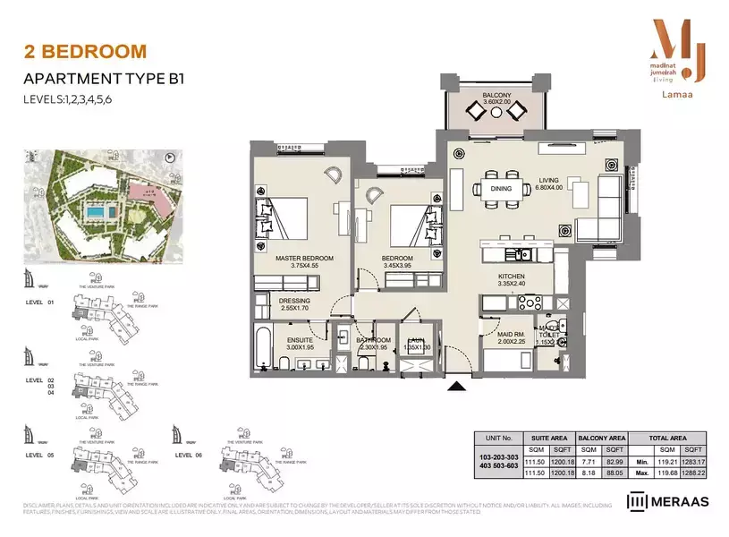 Lamaa Mjl Building 4 - Type B1 - Unit 103, 203, 303, 403, 503, 603, 2 beds