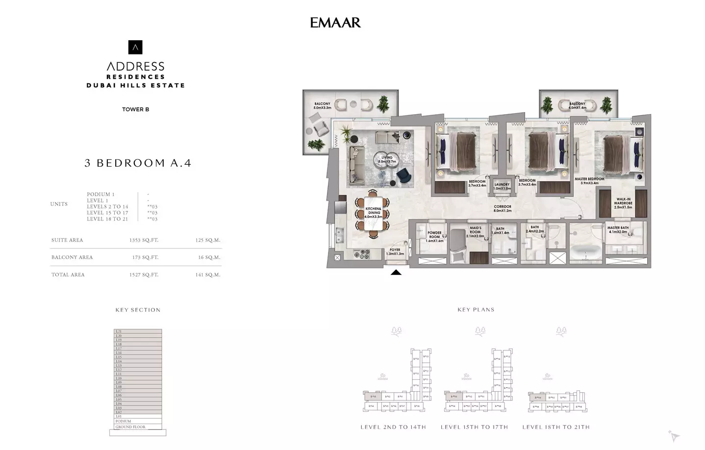 Address Residences at Dubai Hills Estate Type A4-Tower B, 3 beds