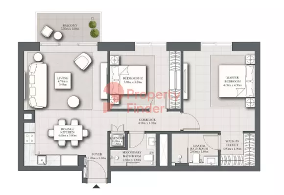 Park Horizon Type E building 2 podium level unit p07, 2 beds
