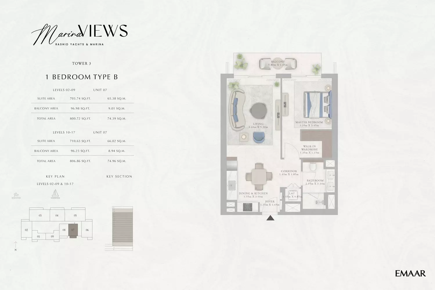 Marina Views Type 12-Tower 3, 1 bed