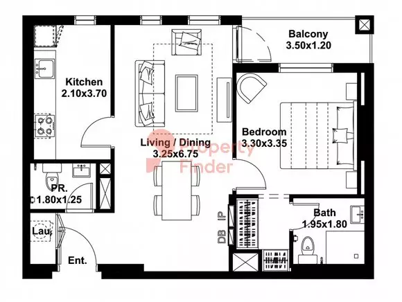 Midtown Noor Type-D, Level-1, 1 bed