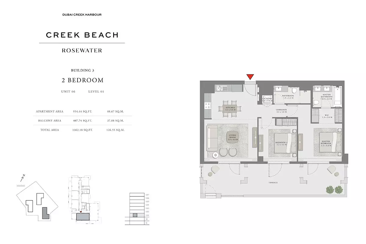 Creek Beach Rosewater B3-Type D, 2 beds