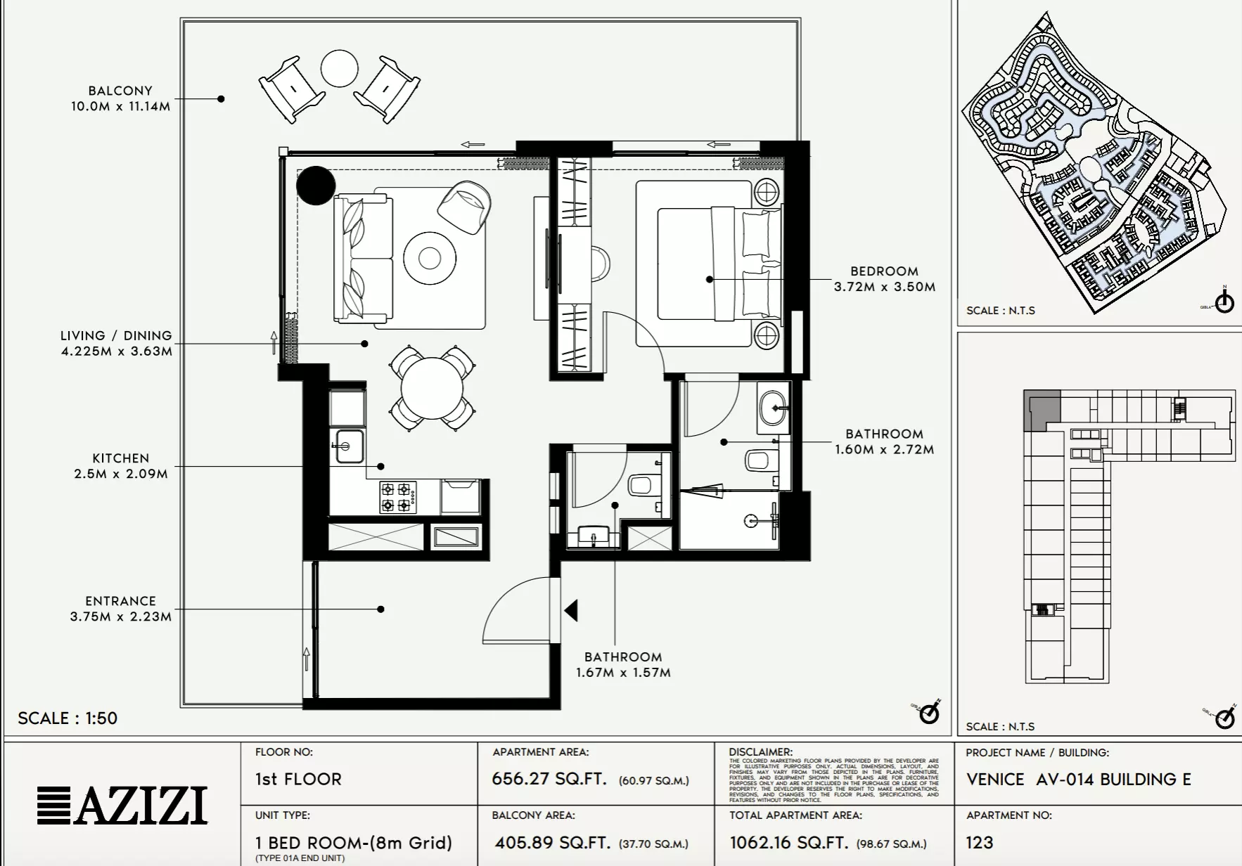 Azizi Venice 14 Type 123-Building E, 1 bed