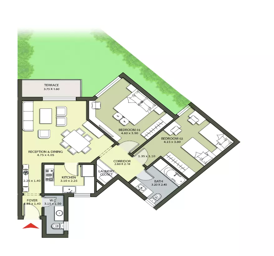 صورة مخطط ارضية الوحدة