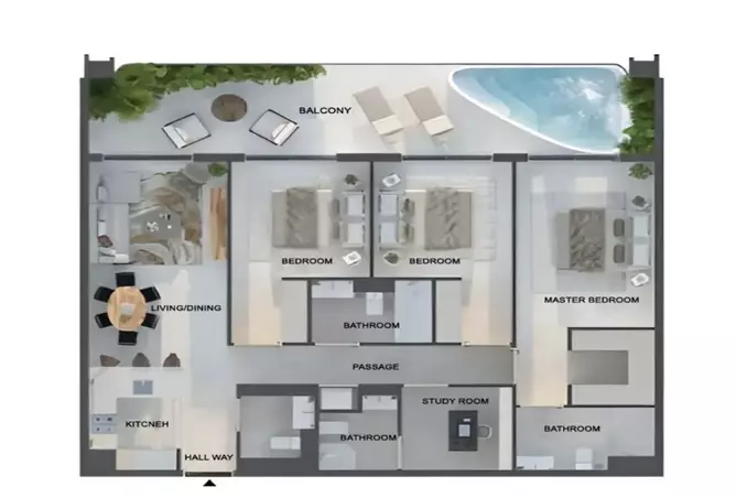 Weybridge Gardens 3 — 3BR floor plan
