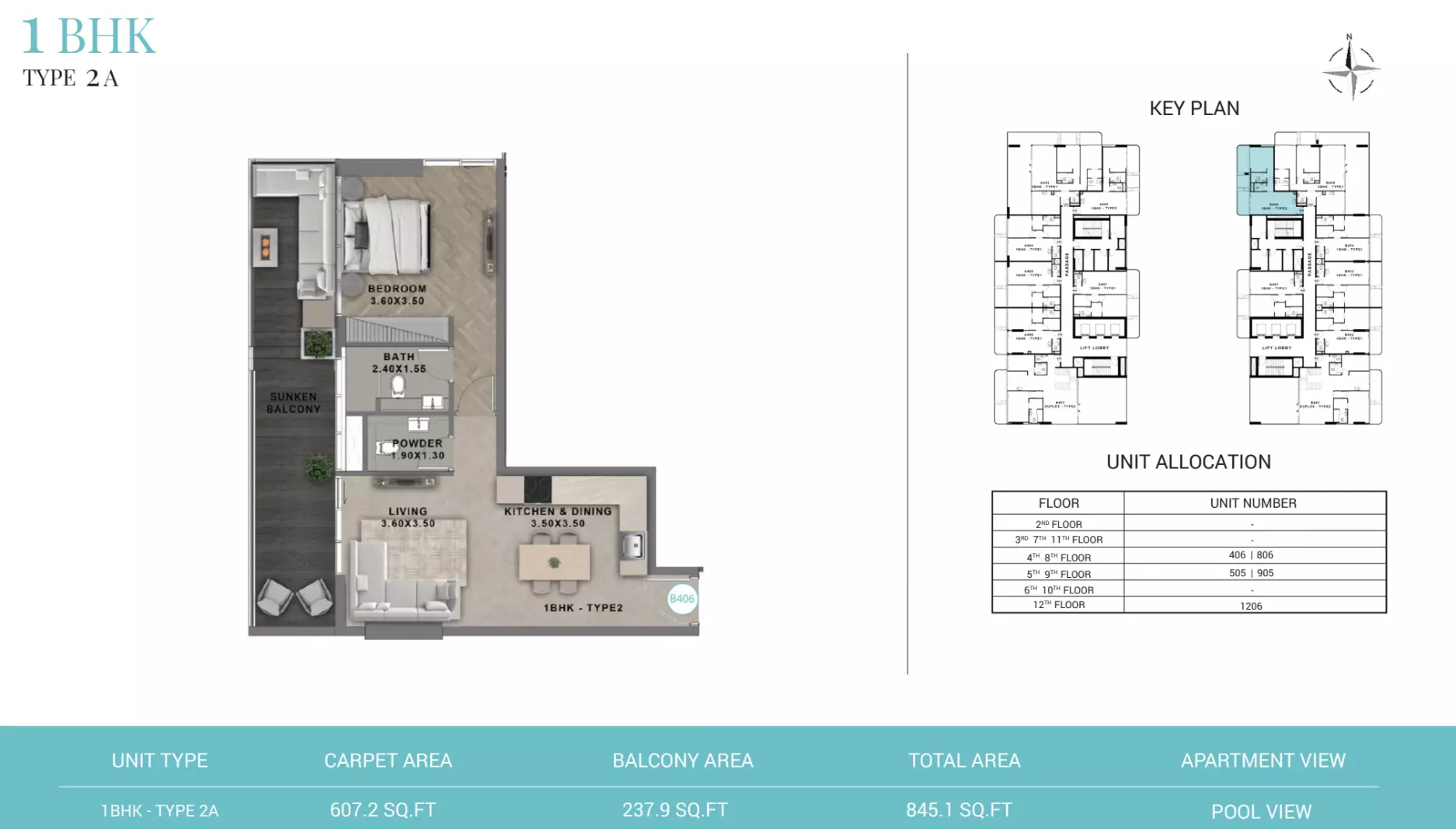 999 Residences By Reef Luxury Development — 1BR floor plan