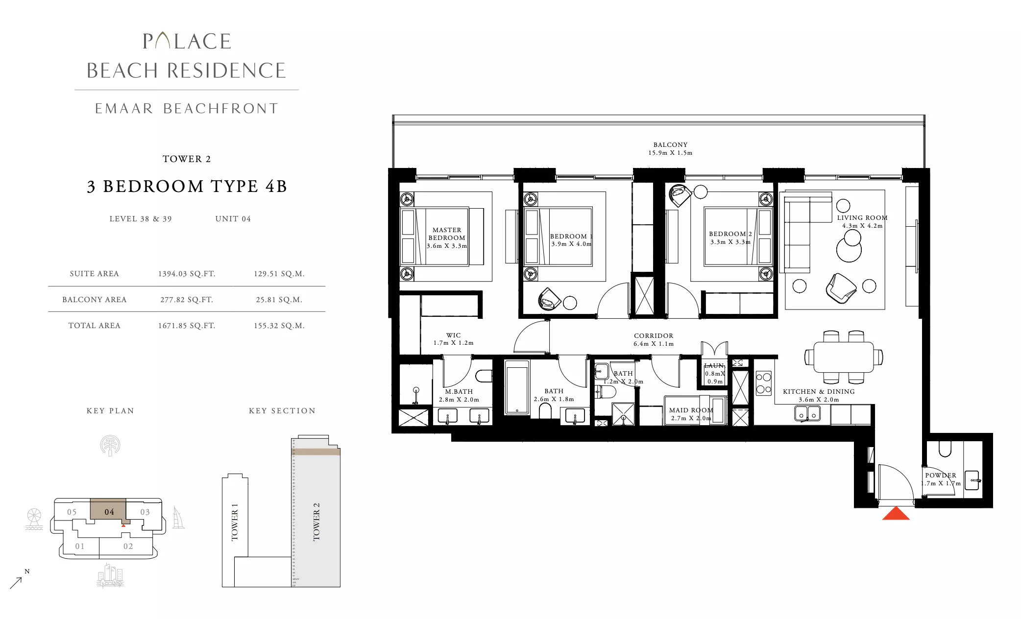 Palace Beach Residence Type 4B, 3 beds