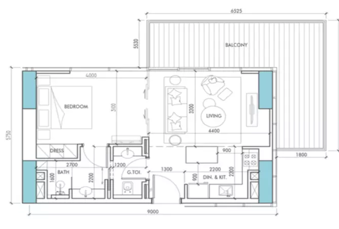 The Waterway By Prestige One — 1BR floor plan