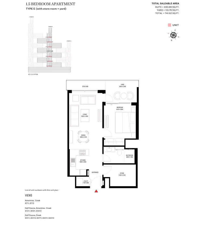 Sobha One Type E-Tower B, 2 beds